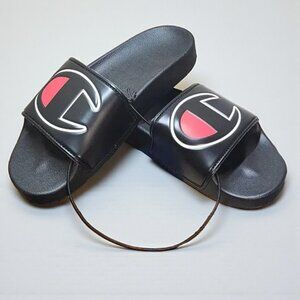 Champion Black Flat Lightweight Slides Sandals NIB NWT